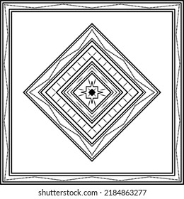 square ornament with square frame on white background. art, line, silhouette, creative and unique style. suitable for symbol, sign, decor, tile, print, wallpaper, card, greeting, wedding and textile
