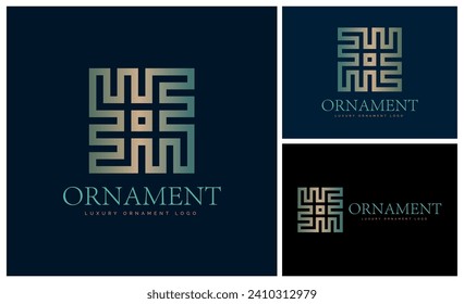 square ornament gold luxury modern logo template design for brand or company and other