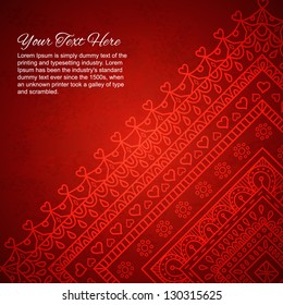 Square ornament mandala with text on red background