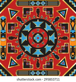 square ornamental american indian pattern. can use this pattern in design of bandana, neckerchief, scarf, shawl, and carpet