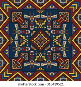 square ornamental american indian pattern