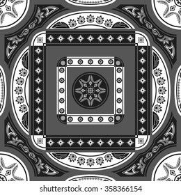 square ornamental black and white  shape seamless pattern