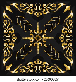 square ornamental classic golden pattern. can use this pattern in design of bandana, neckerchief, scarf, shawl, and carpet