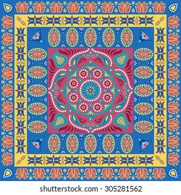 square ornamental classic style pattern with multicolor