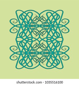 Square ornamental composition, as an element of decor or tattoo. Vector illustration