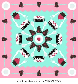 square ornamental dessert pattern. can use this pattern in design of bandana, neckerchief, scarf, shawl, and carpet