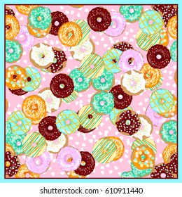 Square ornamental donuts pattern. Can use this pattern in design of bandana, neckerchief, scarf, shawl, and carpet