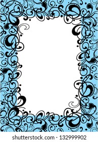 Square ornamental frame, blue. Vector illustration.