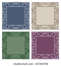 Square ornamental frame in different colors.