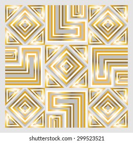 square ornamental geometric overlap golden and white pattern. can use this pattern in design of bandana, neckerchief, scarf, shawl, carpet and tile