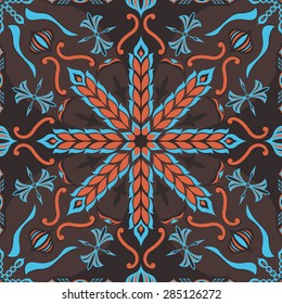 square ornamental pattern with ear of rice. can use this pattern in design of bandana, neckerchief, scarf, shawl, and carpet