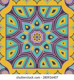 square ornamental pattern with lotus petal radial. can use this pattern in design of bandana, neckerchief, scarf, shawl, and carpet