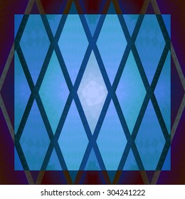square ornamental rhombus blue stained glass pattern. can use this pattern in design of bandana, neckerchief, scarf, shawl, carpet and tile