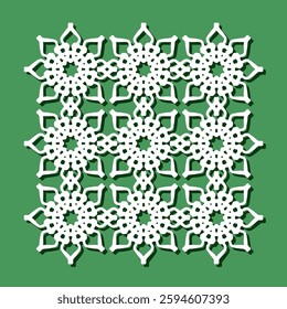 Square ornamental stencil for handmade. Templates for cutting on wood, paper, cardboard, plastic or metal. Vector illustration.