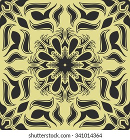 square ornamental yellow and black contemporary style pattern