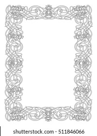 square ornate frame consisting of vignettes in art nouveau style. Vector illustration