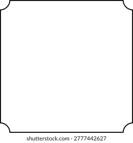 Square outline frame with inverted concave corners minimal black border design