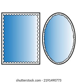 Square oval mirror in realistic style. Circle frame set. Vector illustration. stock image.