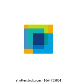 Square overlap logo design vector template