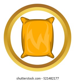 Square packing vector icon in golden circle, cartoon style isolated on white background