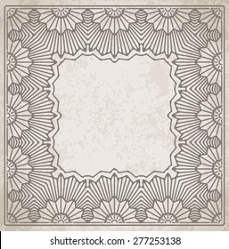 The square page, unique coloring of the book, or greeting card - geometric vintage design. Vector illustration with empty space for text.