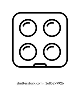 Square palette with round eyeshadow icon. Linear emblem of makeup. Black simple illustration of type of packaging for cosmetics. Contour isolated vector image on white background