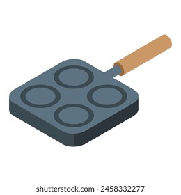 Square pan icon isometric vector. Modern steam design. Material steel