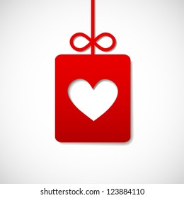 square paper banner with heart for your business