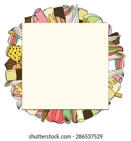 Square paper card on a background on Ice cream. Vector illustration