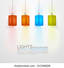 Square paper lamps. Vector illustration