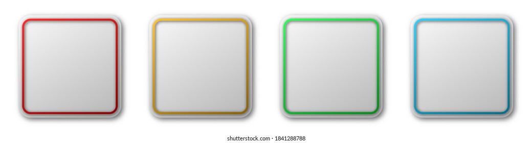 Square paper stickers or buttons. Abstract background. Paper banners with shadows. Vector illustration