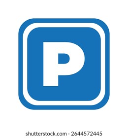 Símbolo P azul de ícone de estacionamento quadrado com vetor de design de cantos arredondados