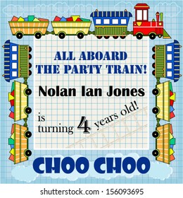 A  Square Party Train Invitation