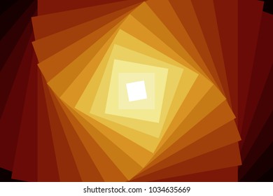Square pattern for background. Quadratic figures in red and yellow colors with perspective effect. Vector illustration