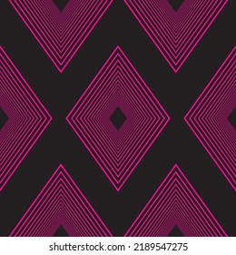 
Square pattern of concentric rhombuses in fuchsia on a black background