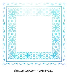 Square pattern with  decorative watercolor elements of traditional Thai ornament. Suitable for pillow, shawl, bag, napkin. Stock vector illustration. 