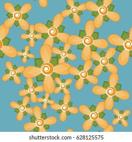 The square pattern with floral ornament in doodle style