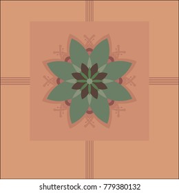 The square pattern with floral ornament in mandala style