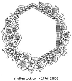 Square pattern in form of mandala with flower for henna, mehndi, tattoo, decoration. decorative ornament in ethnic oriental style. coloring book page.
