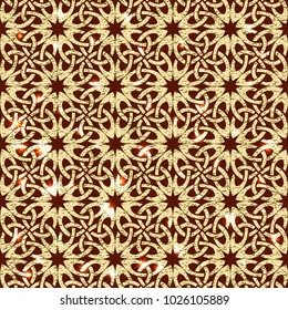 Square pattern. Golden sparkle eastern pattern. Vector illustration. Eps 10
