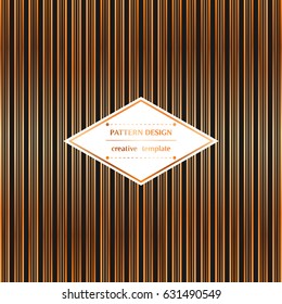Square pattern with golden stripes on black background. Vector template for flyer, card, brochure, cover, textile, tile, etc.