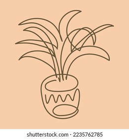 Square pattern with home plant foliage drawn in continuous line style, backgrounds for social media templates vector