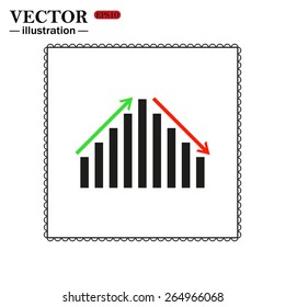 Square pattern on a white background.  Icon chart with arrows, vector illustration, EPS 10