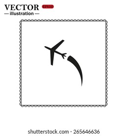 Square pattern on a white background.  The plane takes off. Icon plane. Vector illustration, EPS 10