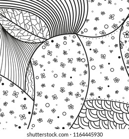 Square pattern on white. Zentangle. Hand drawn mandala on isolated background. Design for spiritual relaxation for adults. Print for flyers and banners. Black and white illustration for coloring