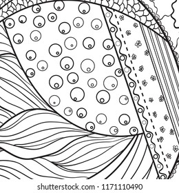 Square pattern on white. Zentangle. Hand drawn mandala on isolated background. Design for spiritual relaxation for adults. Print for flyers and banners. Black and white illustration for coloring