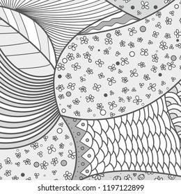 Square pattern on white. Zentangle. Hand drawn mandala on isolated background. Design for spiritual relaxation for adults. Print for flyers and banners. Black and white illustration for coloring