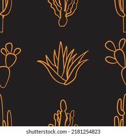 Square pattern of orange tracing cactus variety on white background