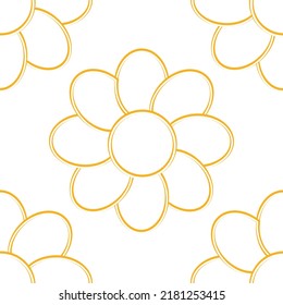 
Square pattern of orange tracing daisies on white background