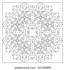 Square pattern in Oriental style painting, painted with thin dark lines.
